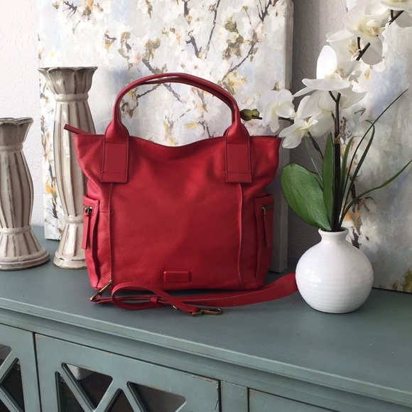 Handbags - Fossil- Red Leather Tote Bag